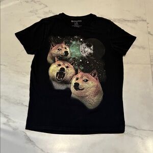 Doges in Space Bluenotes Black Large Slim Fit Tee